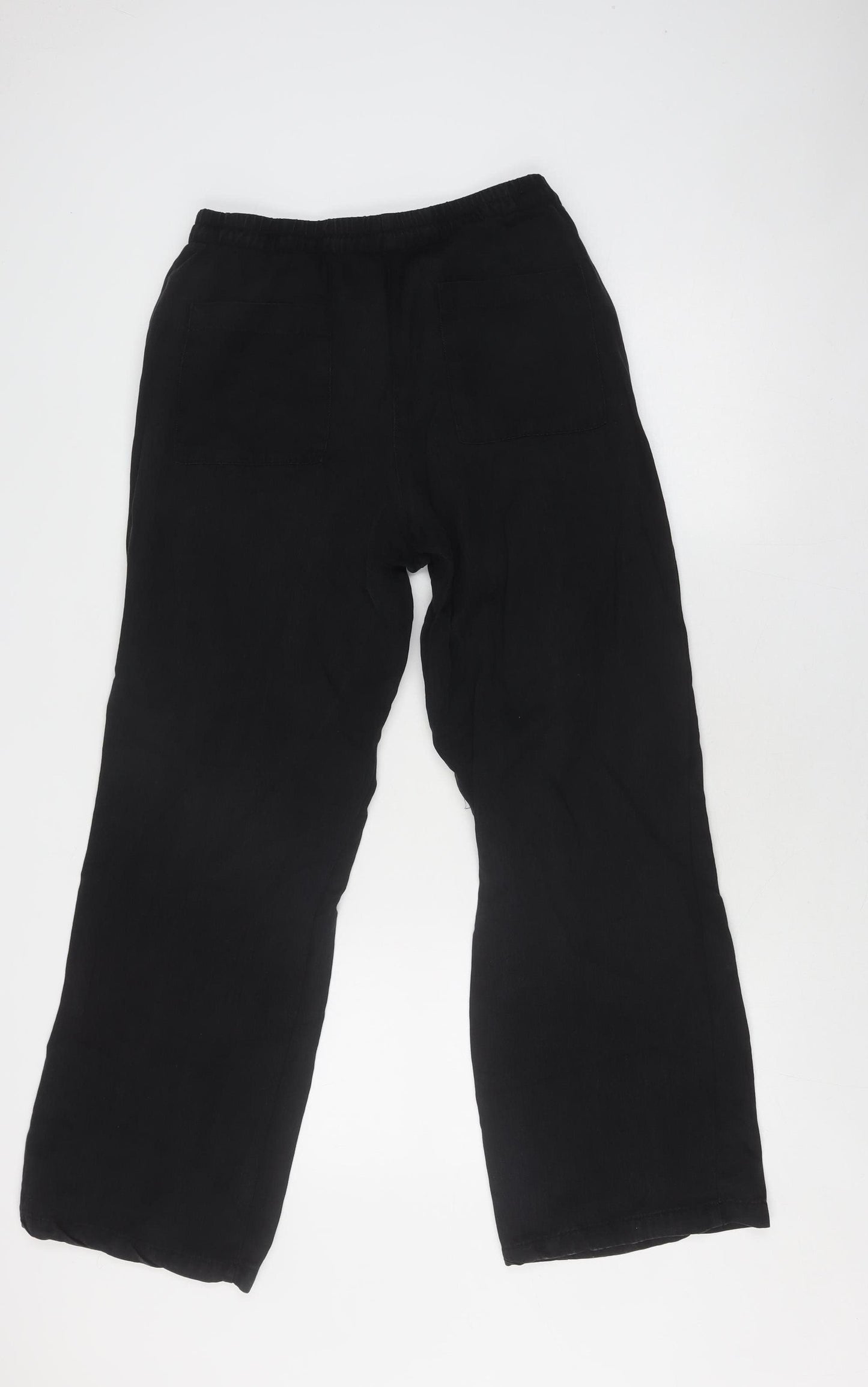 Zara Women's Black Wide-Leg Linen Trousers, 2XS, Summer