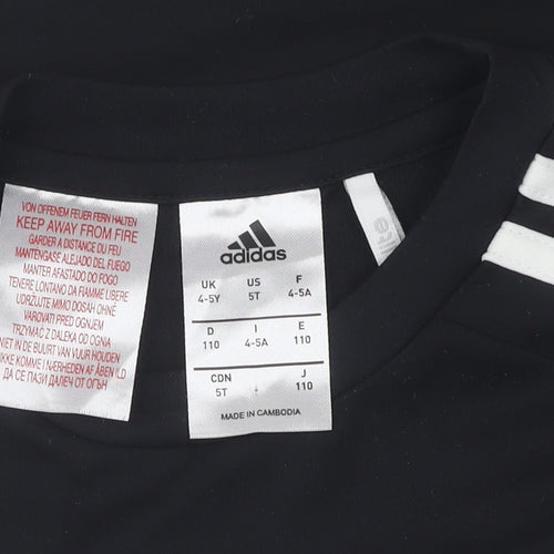 Adidas Boys Black T-Shirt, 4-5 Years, Sports Style