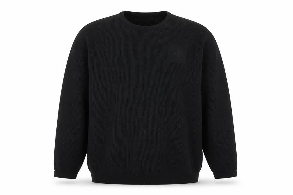 Front view of Dissident Men's Black XL Waffle Knit Pullover