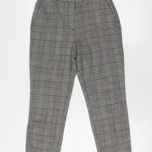 H&M Women's Grey Cropped Trousers Size 8 Plaid