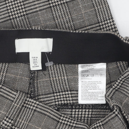 H&M Women's Grey Cropped Trousers Size 8 Plaid