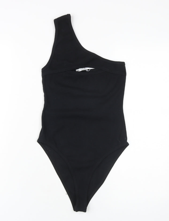 Zara Women's Black Bodysuit One Shoulder Size M Chic