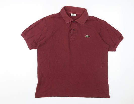 Lacoste Men's Red Polo Shirt - Medium, Collared, Logo