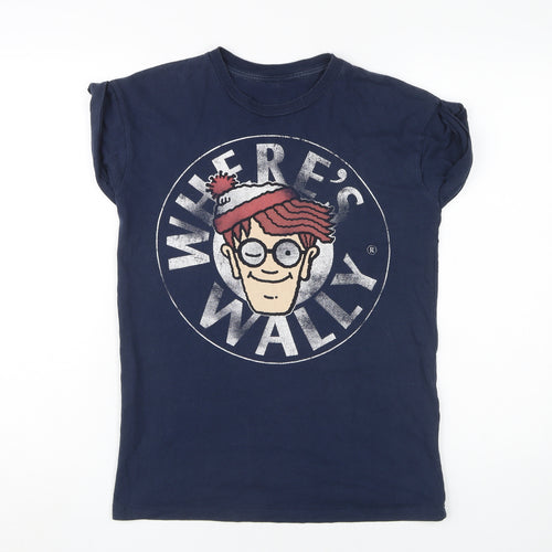Women's Blue Where's Wally T-Shirt, Size 8, Casual