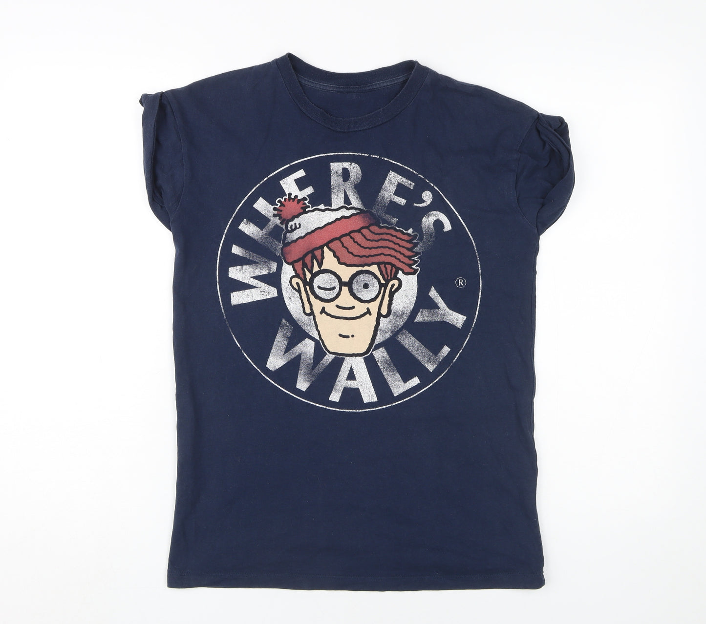 Women's Blue Where's Wally T-Shirt, Size 8, Casual
