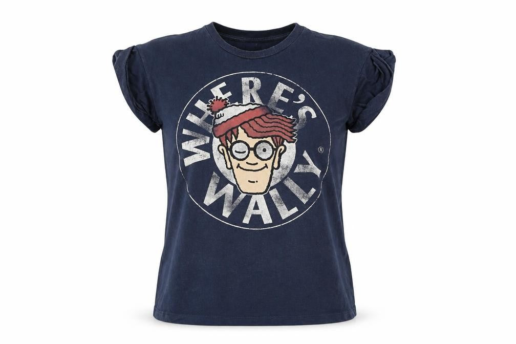 Front view of Women's Blue Where's Wally T-Shirt, size 8, Casual