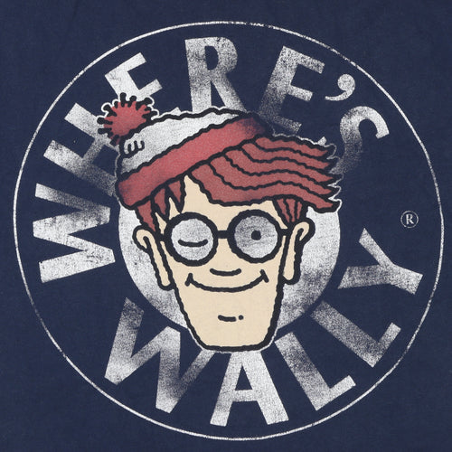 Women's Blue Where's Wally T-Shirt, Size 8, Casual