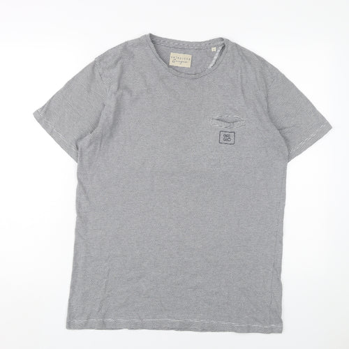 Selezione Grigio Men's Grey Striped T-Shirt M