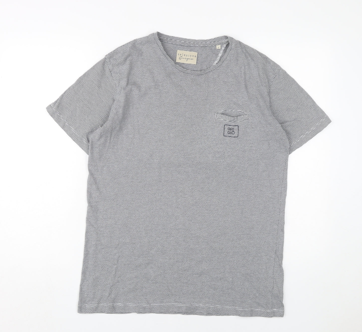 Selezione Grigio Men's Grey Striped T-Shirt M