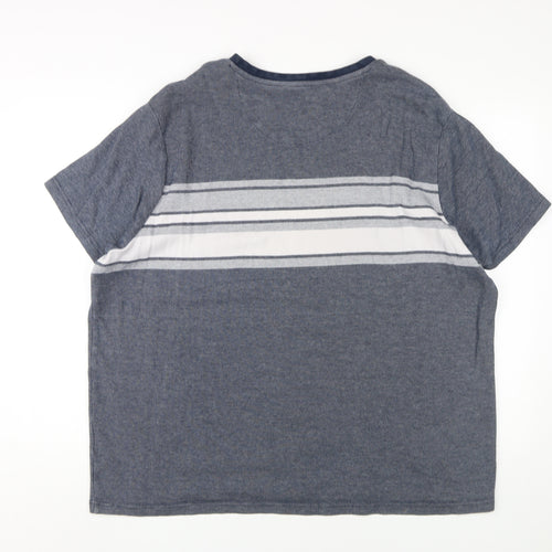 Marks and Spencer Men's Blue 3XL Striped T-Shirt