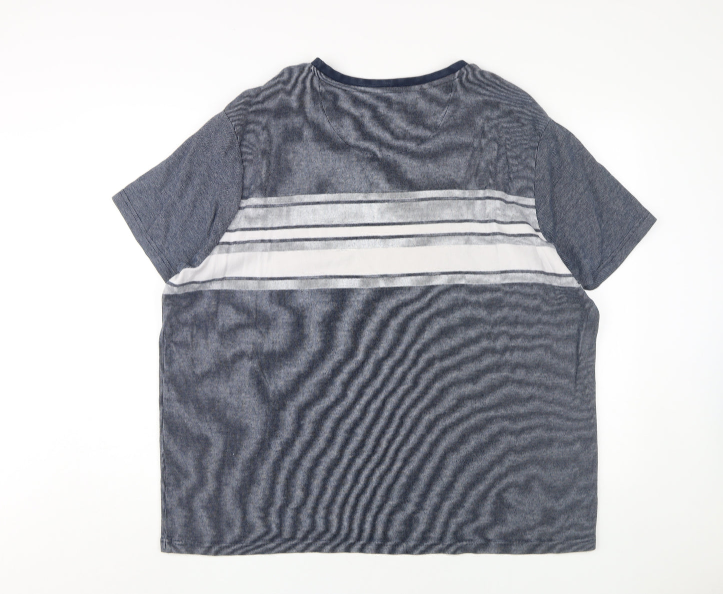 Marks and Spencer Men's Blue 3XL Striped T-Shirt