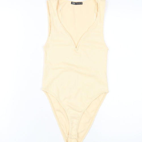 Zara Women's Beige Sleeveless Bodysuit, Size S, Casual Wear