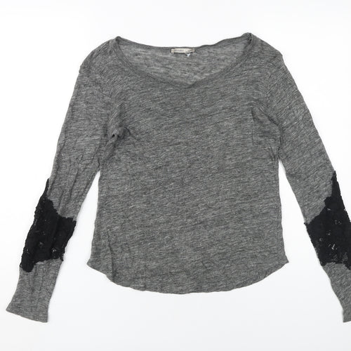 Zara Women's Grey Basic Long Sleeve T-Shirt Size 8