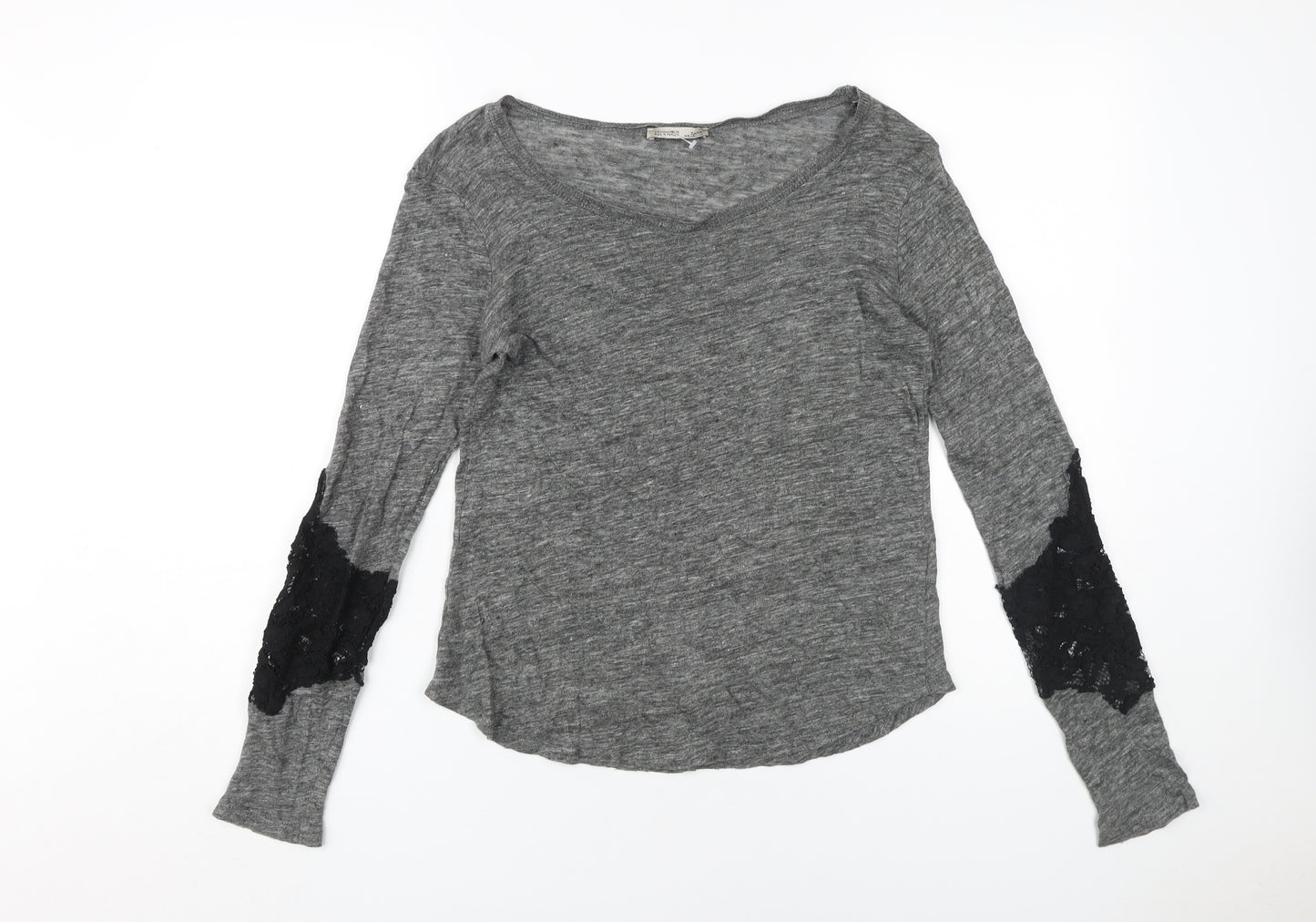 Zara Women's Grey Basic Long Sleeve T-Shirt Size 8