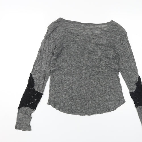Zara Women's Grey Basic Long Sleeve T-Shirt Size 8