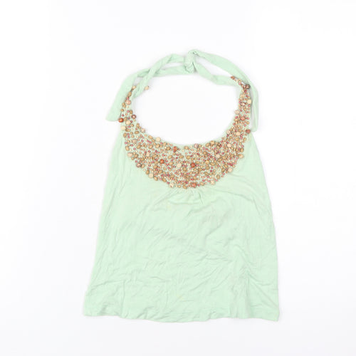 Killah Women's Green Beaded Halter Camisole, XS