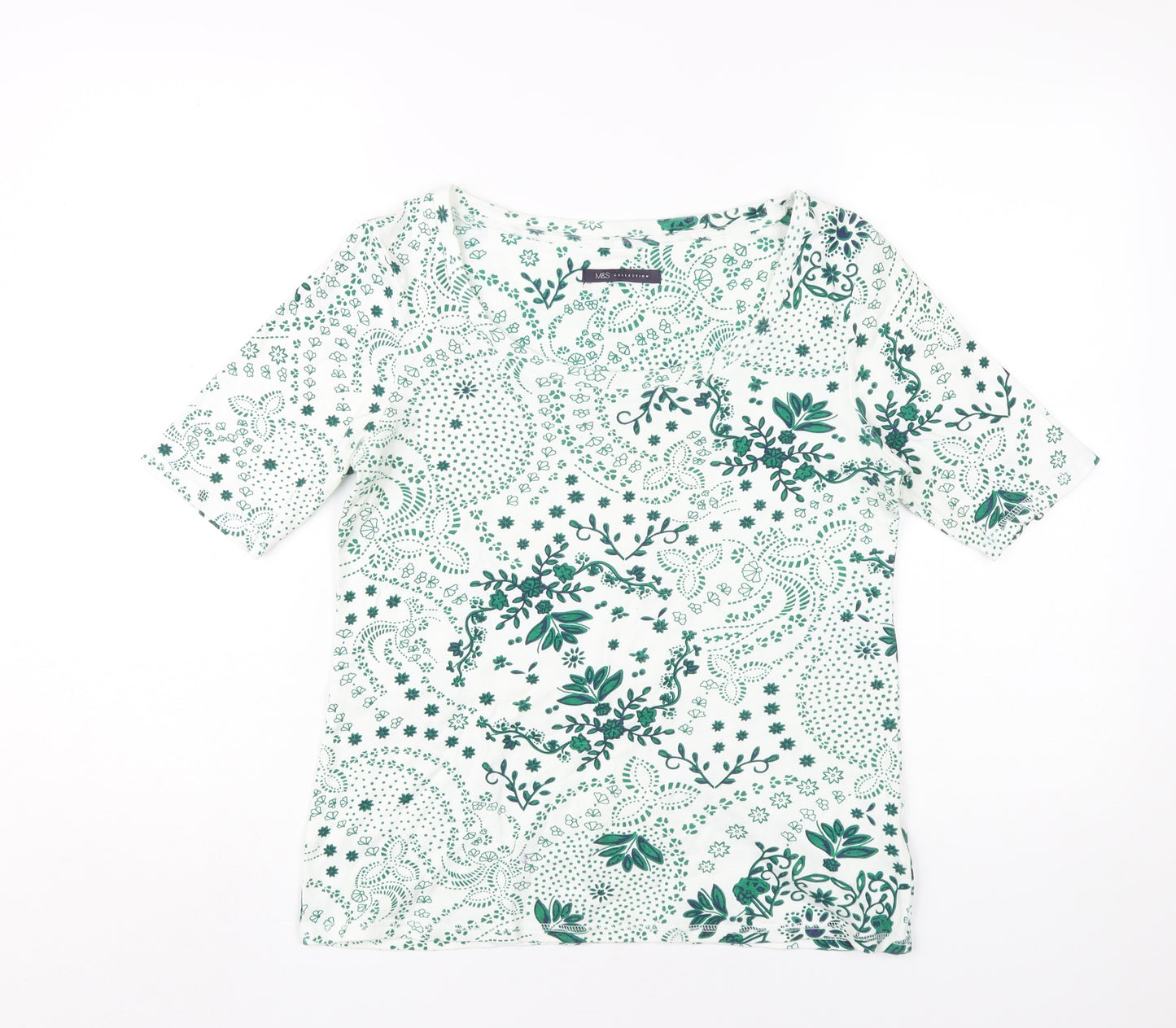 Marks and Spencer Women's Green Floral T-Shirt