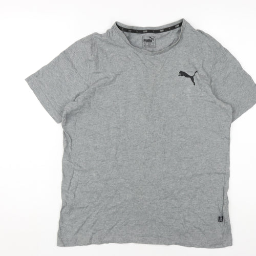 Puma Men's Grey Short Sleeve T-Shirt, S, Cotton Blend