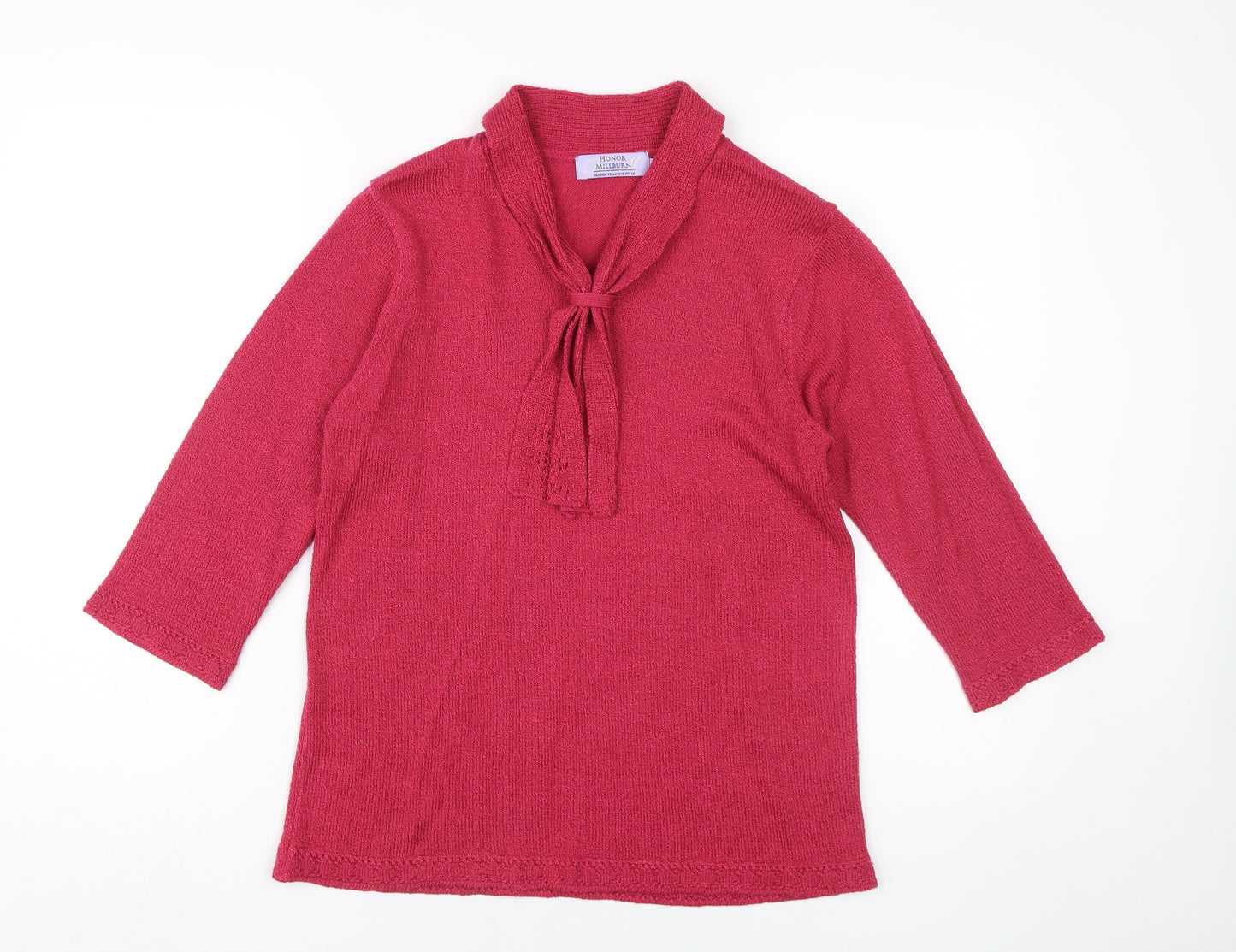 Honor Millburn Red 3/4 Sleeve Bow Neck Blouse Size 10