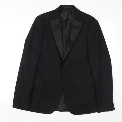 Moss London Men's Black Skinny Fit Tuxedo Jacket 38 Long