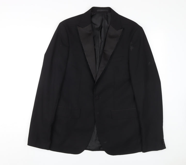 Moss London Men's Black Skinny Fit Tuxedo Jacket 38 Long