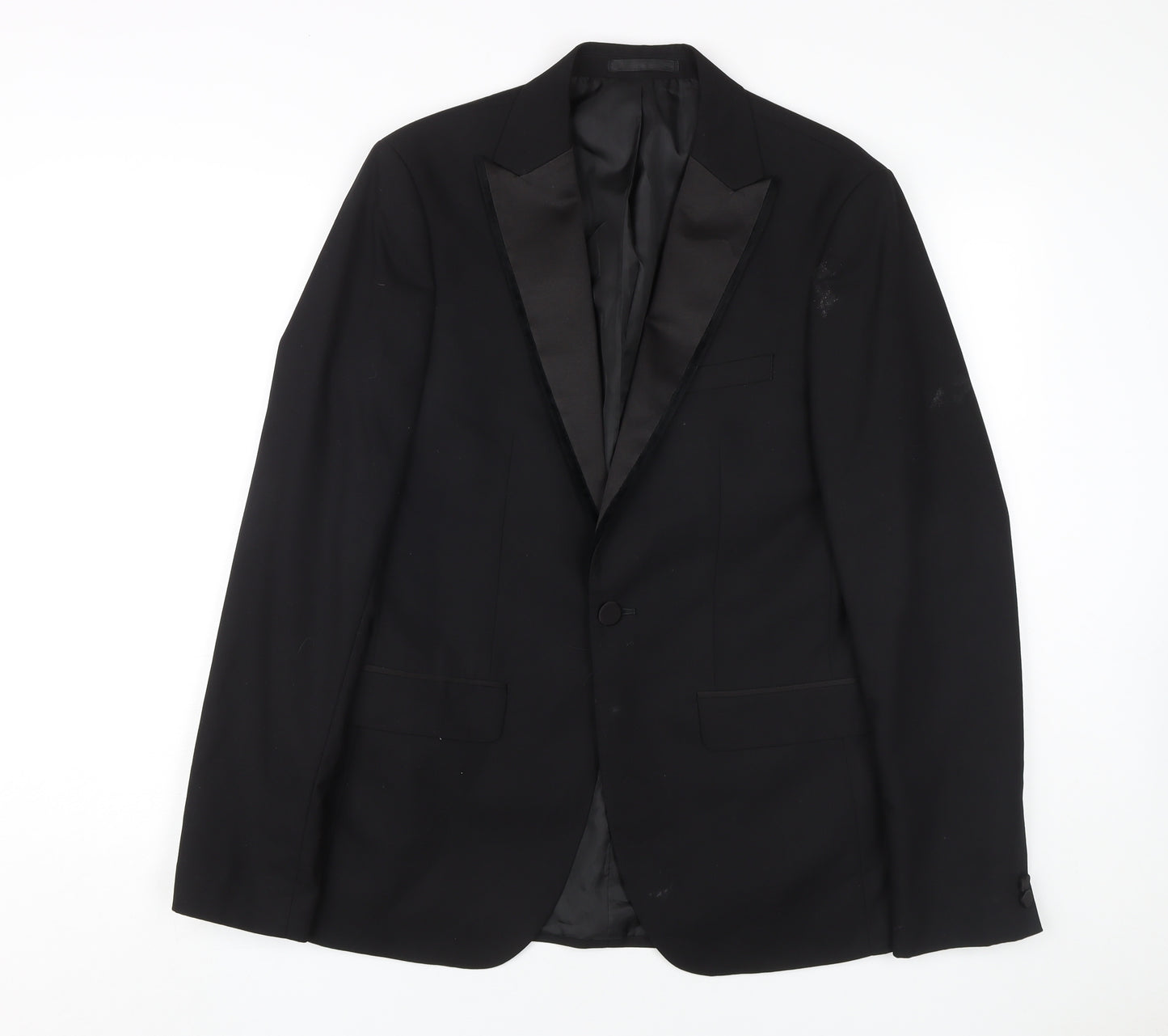 Moss London Men's Black Skinny Fit Tuxedo Jacket 38 Long
