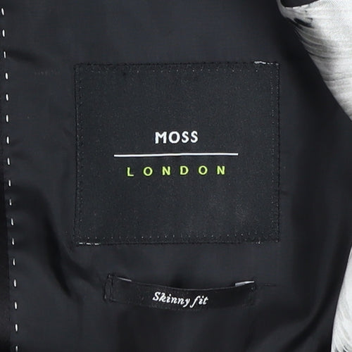Moss London Men's Black Skinny Fit Tuxedo Jacket 38 Long