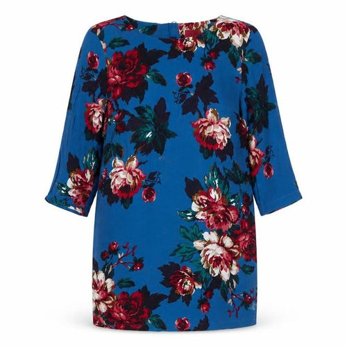 Joules Women's Blue Floral Shift Dress, Size 14, 3/4 Sleeve