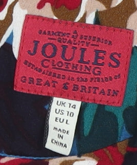 Joules Women's Blue Floral Shift Dress, Size 14, 3/4 Sleeve