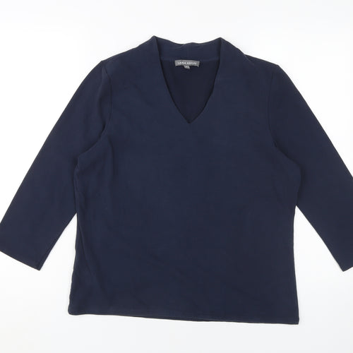 Laura Ashley Women's Blue Top, Size 16, V-Neck, 3/4 Sleeve