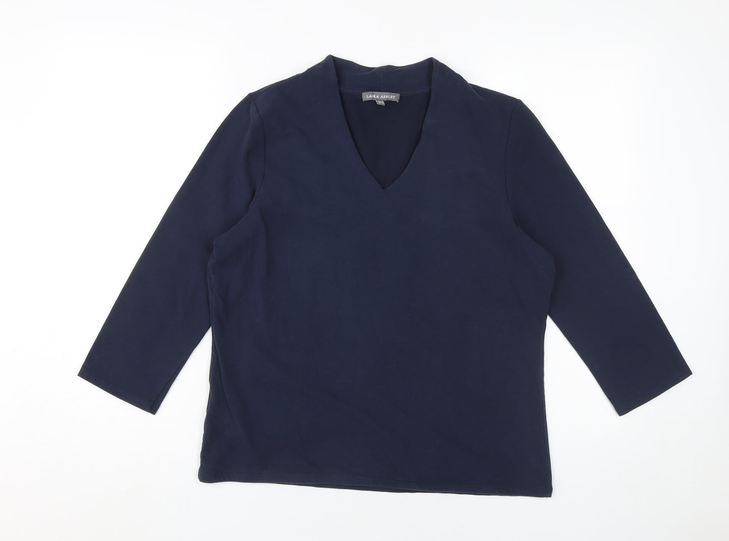 Laura Ashley Women's Blue Top, Size 16, V-Neck, 3/4 Sleeve