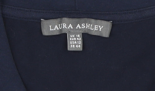 Laura Ashley Women's Blue Top, Size 16, V-Neck, 3/4 Sleeve