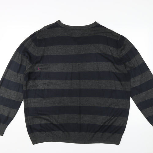 Thomas Nash XL Men's Striped V-Neck Henley Jumper