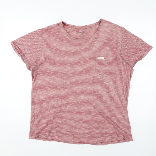 Wrangler Men's Red Striped Cotton T-Shirt, Size S