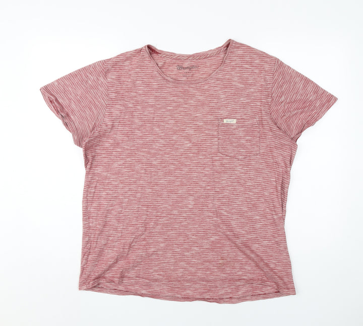 Wrangler Men's Red Striped Cotton T-Shirt, Size S