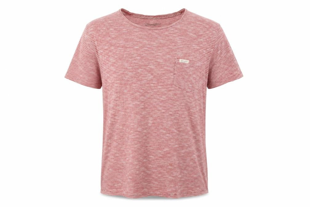 Wrangler Men's Red Striped Cotton T-Shirt, Size S