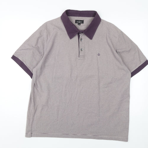 Jeff Banks Men's 2XL Purple Striped Polo Shirt