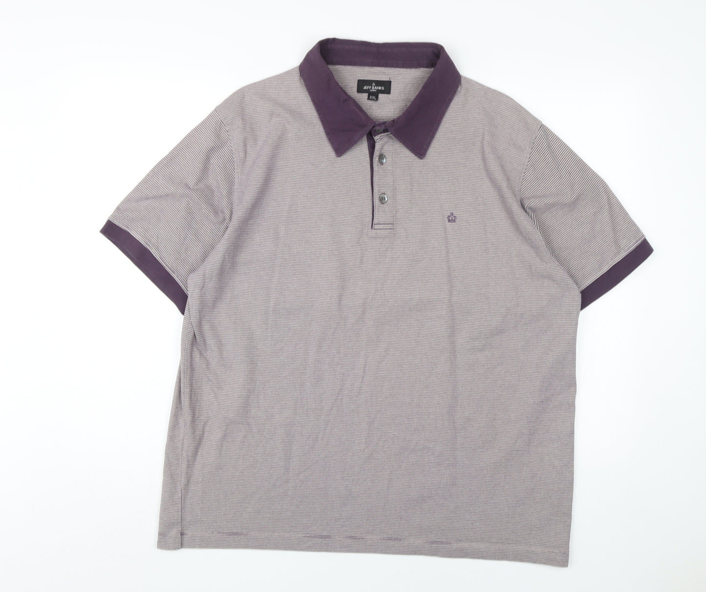 Jeff Banks Men's 2XL Purple Striped Polo Shirt