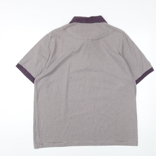Jeff Banks Men's 2XL Purple Striped Polo Shirt
