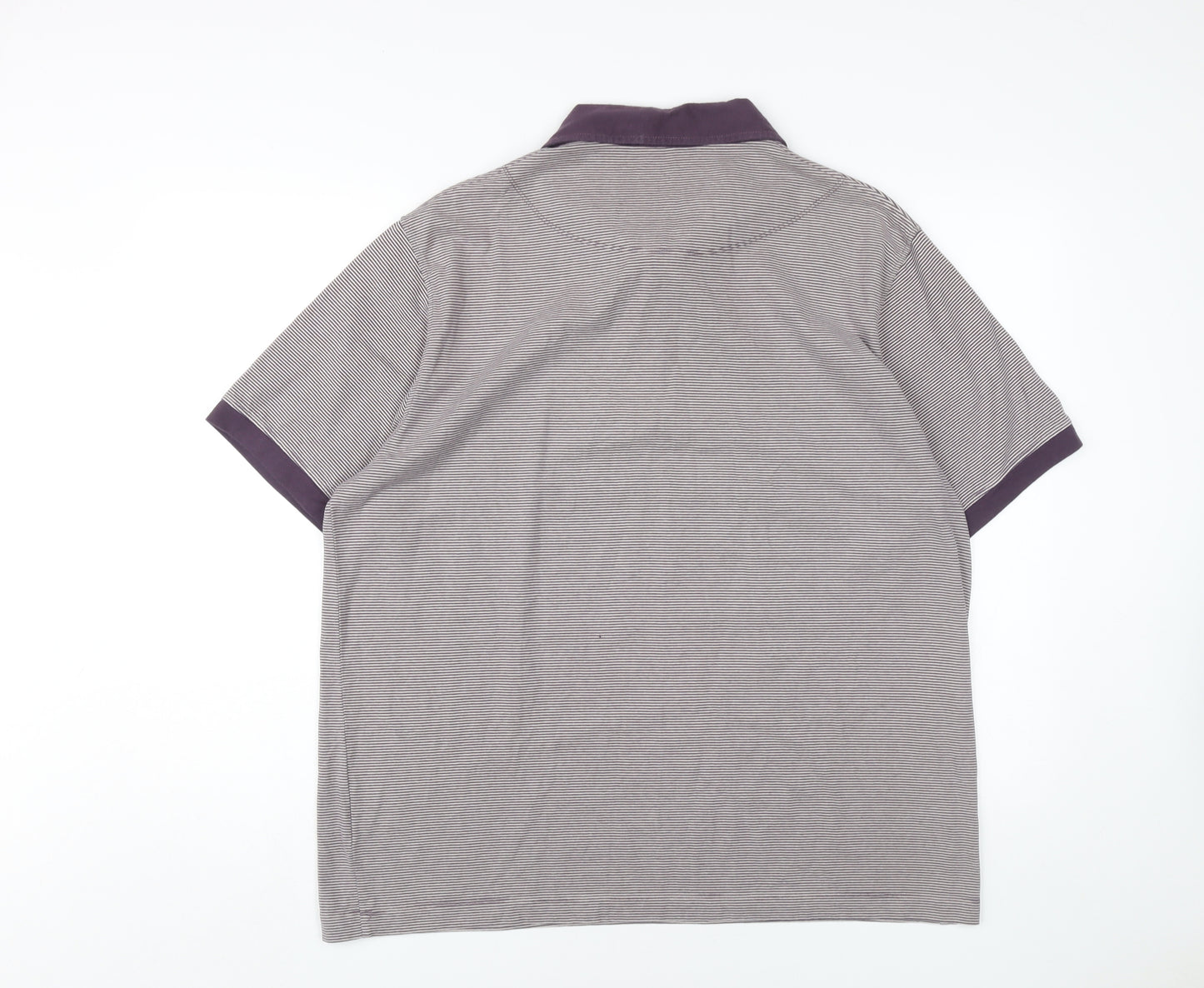 Jeff Banks Men's 2XL Purple Striped Polo Shirt
