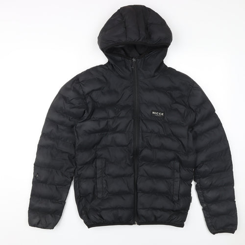 Nicce Men's Black Puffer Jacket Size S Hooded