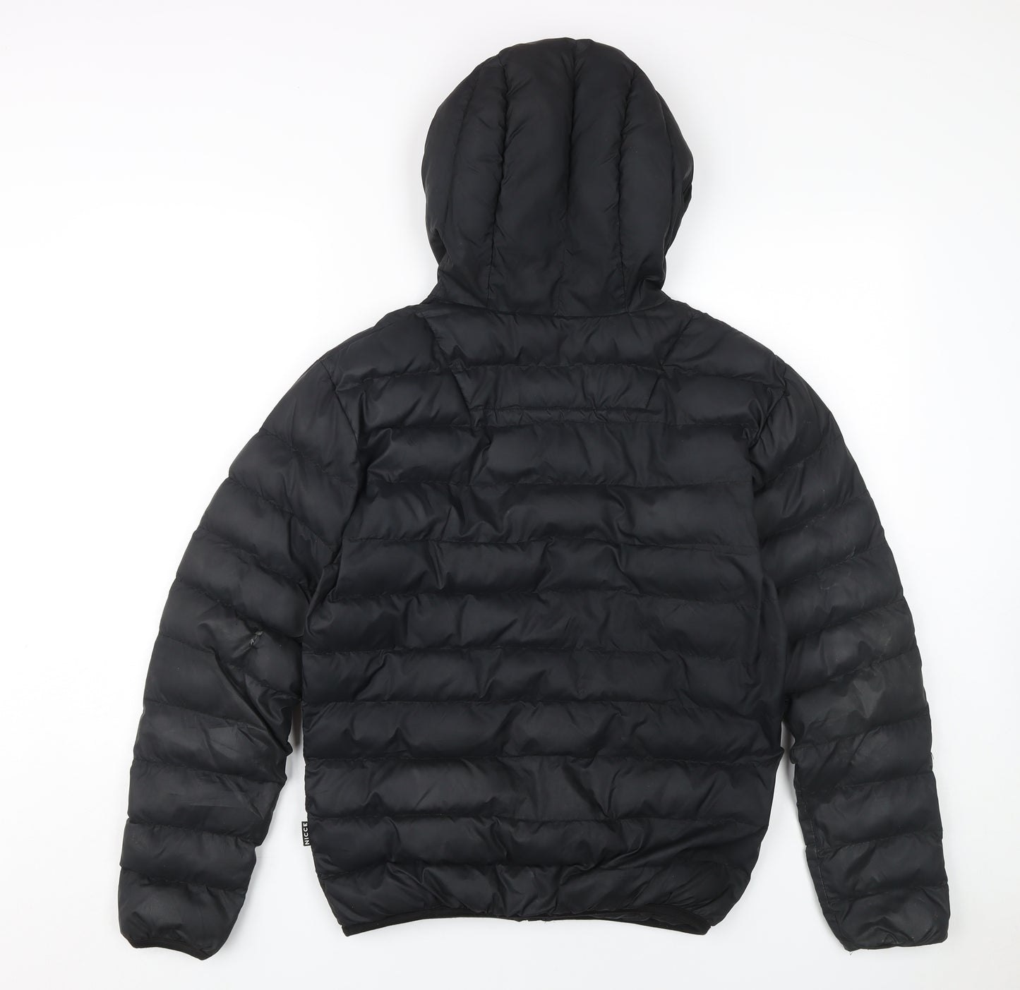 Nicce Men's Black Puffer Jacket Size S Hooded