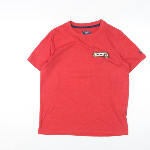 Superdry Women's Red Crew Neck T-Shirt, Size 8, Casual Wear