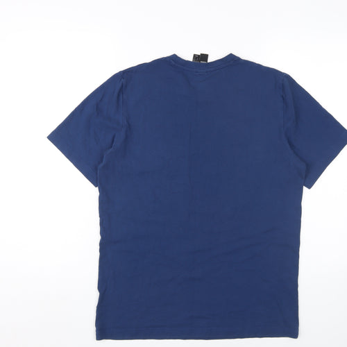 Adidas Men's Blue S Crew Neck T-Shirt, Cotton, Logo