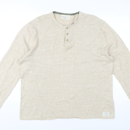 Ralph Lauren Men's Beige Henley Jumper XL