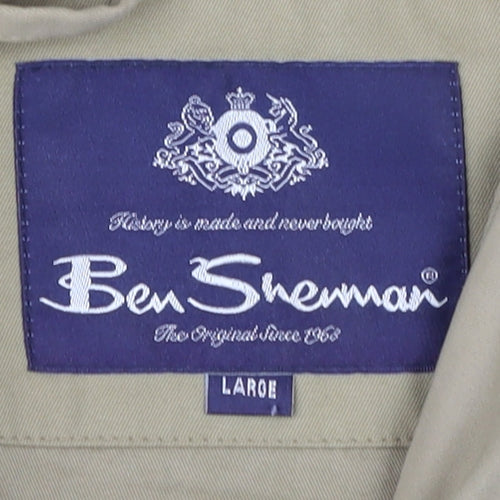 Ben Sherman Men's Beige Large Hooded Windbreaker Jacket