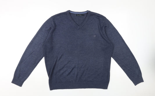 James Pringle Men's Blue L V-Neck Pullover Jumper