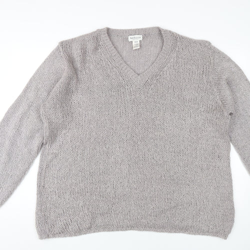 Van Heusen Women's Grey V-Neck Pullover Jumper Size L