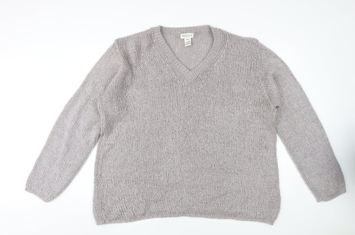 Van Heusen Women's Grey V-Neck Pullover Jumper Size L