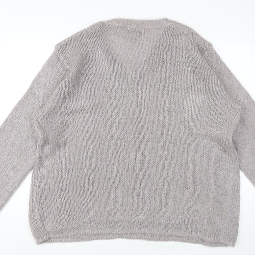 Van Heusen Women's Grey V-Neck Pullover Jumper Size L